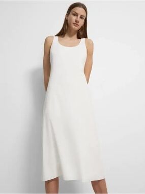 Theory White Scoop Tank Dress in Good Linen size petite new with tags